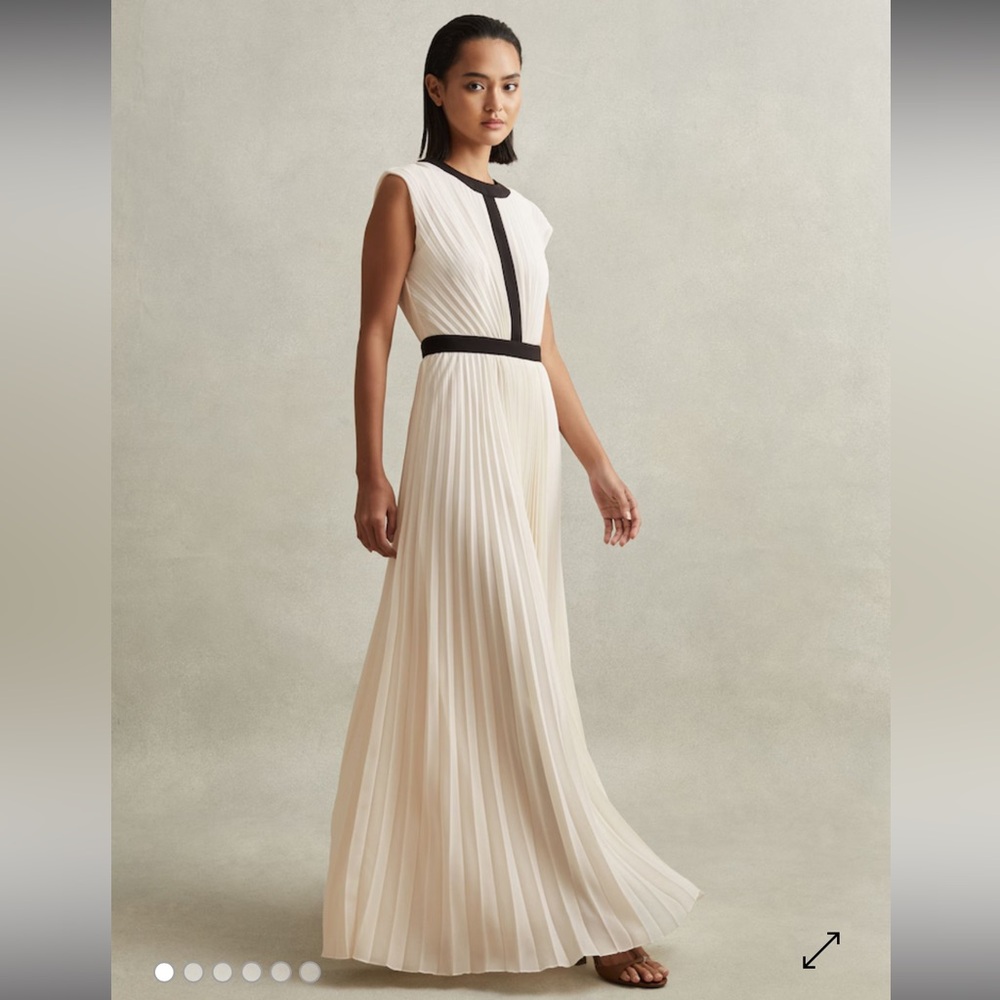 Reiss Cream Maxi Dress with Black Trim - New with Tags